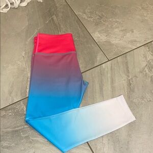 ZYIA women’s Gradient Leggings - Pink, Blue, and White